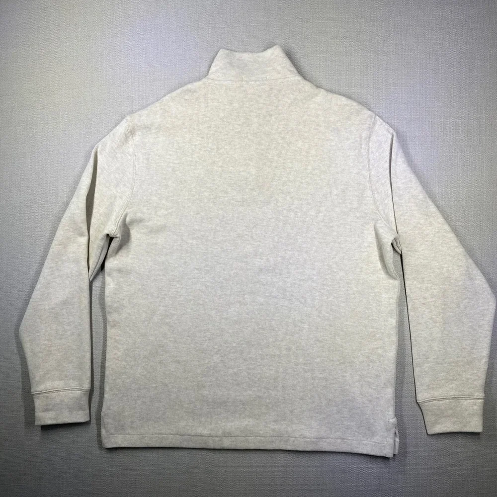 Polo Ralph Lauren Mens Large 1/4 Zip Cotton Ribbed Pullover Oatmeal Heather